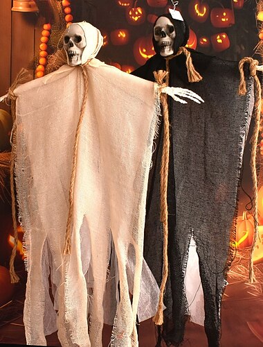  ハロウィン吊り下げスケルトンゴーストデコレーション2個パック、ハロウィン屋外デコレーション用死神、ハロウィンスケルトン空飛ぶゴースト、お化け屋敷小道具、パーティーデコレーション