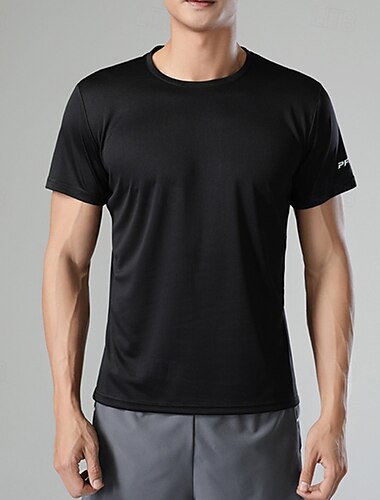  Herre Performance skjorte Sport-T-shirt Kortærmet Rund hals Toppe Udendørs Hurtigtørrende Svedreducerende lugtdæmpende Åndbart Polyester Sort Hvid Gul Fiskeri Tennis Løb