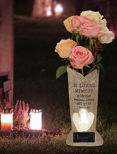 Βάζο με λουλούδια για τάφο νεκροταφείου, αγγεία αγγέλων με καρφιά, διακοσμητικά μαρκαδόροι για ανθρώπους ή κατοικίδια, αναμνηστικά δώρα κήπου για αγαπημένους