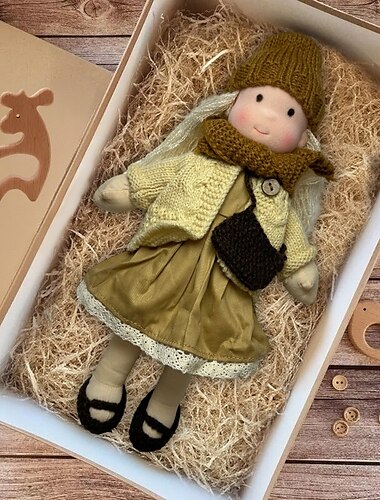  手作りのウォルドルフ人形、女の子の赤ちゃん用、洋服セット付き - 11.8インチの柔らかいぬいぐるみ、幼児向け、お子様へのクリスマスプレゼントに最適