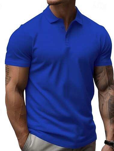  Homme Chemise de golf Polos de Golf Travail Occasionnel Revers Manche Courte Basique Moderne Uni Boutons Été Coupe régulière Noir Blanche Jaune Rouge bleu marine Bleu Roi Chemise de golf