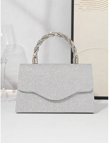  Damen Clutch Abendtasche Schultertaschen Polyester Gretel Materialien Party Hochzeitsfeier Kette Leicht Mehrfach tragbar Einfarbig Silber Champagner