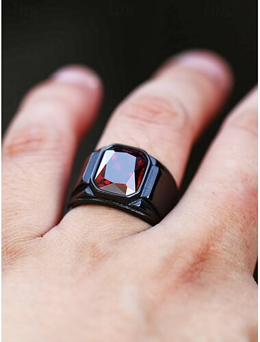  anello da uomo in lega nera con pietra preziosa nera quadrata – anello alla moda per abbigliamento casual e da sera
