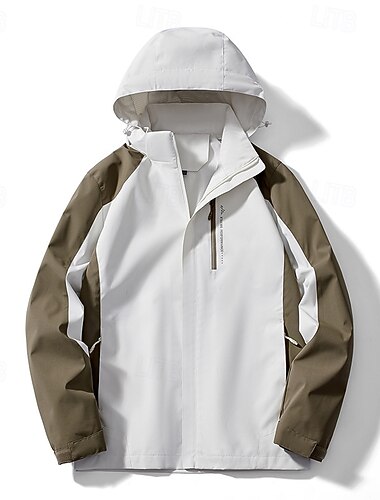  Men's Windbreaker Softshell Jacket Hiking Jacket Outdoor Waterproof Windproof Hiking Outfits Hiking Clothes Spring Autumn / Fall Top Camping / Hiking / Caving Running Patchwork Black White Army Green