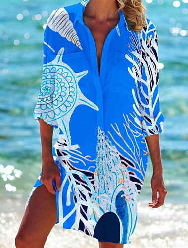  Dames Overhemd Blouse Bloem Modern Casual Lange mouw Overhemdkraag Normale tops Dagelijks Uitgaan Afdrukken Wit Blozend Roze Marineblauw blauw Groen Herfst