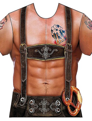  Oktoberfest Estampa Lederhosen Japonesa/Curta Bávaro Munique Alemão Arte Gráfica Para Homens Adulto Carnaval Cerveja Oktoberfest Impressão 3D Festa Casual / Diário