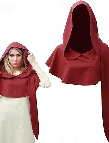  Retro Antiguo Medieval Renacimiento Capa Con Capucha Chales Vikingo Ranger Disfraz Mujer Vikingo Víspera de Todos los Santos Carnaval Rendimiento Fiesta LARP Adultos Chal