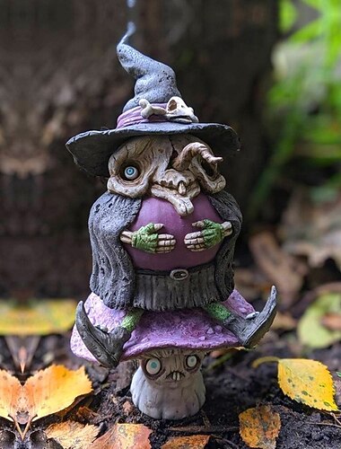  Figura de resina de bruja aterradora de Halloween, decoración espeluznante para el hogar y el jardín, estatua de hada de hongo para un ambiente de fiesta de Halloween