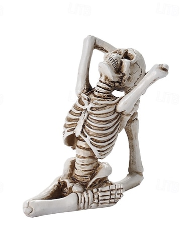  Figura de resina de Halloween, estatua de esqueleto de yoga, decoración de resina espeluznante para Halloween, fiesta de jardín, adorno de mesa, decoración festiva espeluznante, accesorio de exhibición para casa embrujada