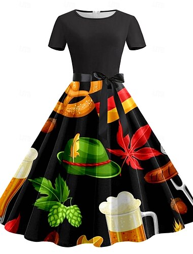  Oktoberfest Bier Kleid Bayerisch München Deutsch Grafik Für Damen Erwachsene Karneval Oktoberfestbier 3D-Druck Party