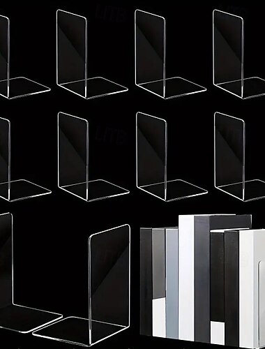  6 db vastagított akril könyvtámasz, átlátszó asztali könyvtartók irodába és otthonra, tartós, átlátszó állványok könyvekhez, iratokhoz, fényképekhez, iskolai kellékekhez