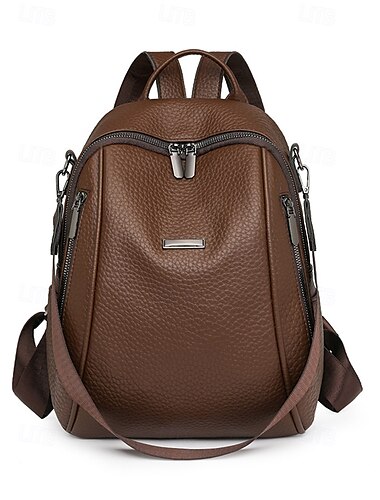  Mini mochila de piel sintética marrón para mujer: mochila de moda impermeable y resistente a los arañazos para viajes, trabajo y uso diario.