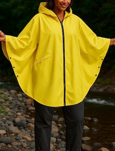  Unisex vanntett jakke Regnfrakk Utendørs Vanntett Turantrekk Turklær Vår Høst Topper Camping / fotturer / grotting Løp Helfarge Gul
