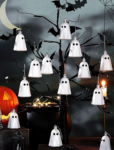  12 pezzi di ciondoli decorativi spettrali di Halloween, decorazioni per feste infestate per interni ed esterni