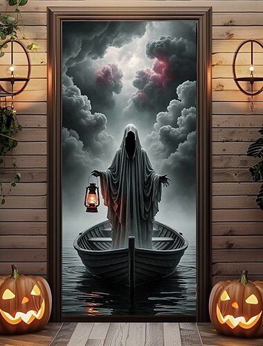  Halloween Deur Covers Vissersman Deur Tapijt Deur Gordijn Versiering Achtergrond Deur Banner voor Voordeur Boerderij Feest Binnen Buiten Decoratie Benodigdheden