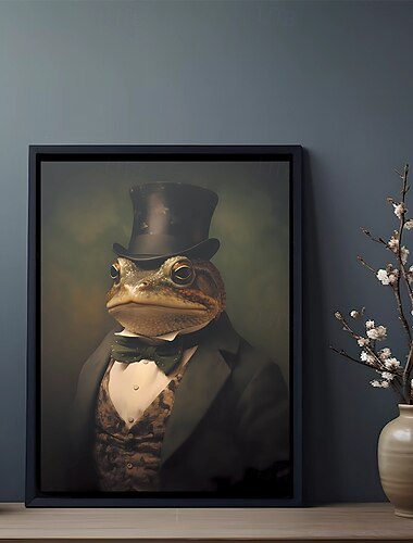  Affiche imprimée sur toile épaisse sans cadre, emballage amélioré, imperméable et antireflet, portrait de crapaud vintage, art gothique foncé victorien, décoration d'Halloween