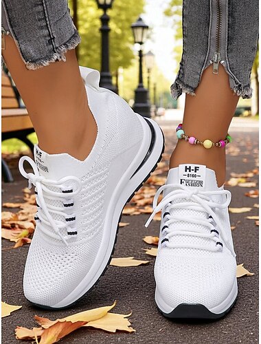  sneakers da donna in Flyknit con tallone nascosto, stile sportivo con strisce audaci, perfette per l'uso quotidiano, le passeggiate e le uscite casual