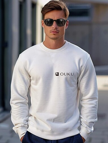  Per uomo Maglia Bianco Girocollo Semplice Sport & Outdoor Casuale Quotidiano senza stampa Streetwear Cool Casual Primavera & Autunno Abbigliamento Felpe con cappuccio Felpe Manica Lunga