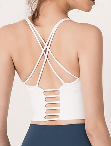  Per donna Canotte da allenamento Reggiseno sportivo Intimo / Maglia Intima Supporto medio Traspirante Senza fili Imbottito Colore Solido / Tinta Unita Sport Abbigliamento sportivo Nero Bianco
