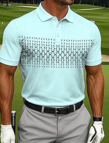  Per uomo Polo Casuale Sportivo Collo ripiegato Manica Corta Moda Tempo libero Geometrico Golf Stampa 3D Bottoni Estate Blu lago Bianco Blu Rosa lilla Polo