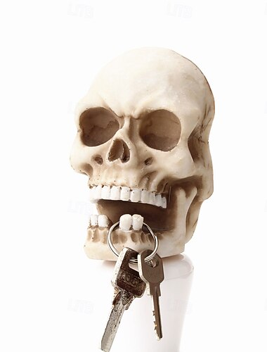  γλυπτό κρανίου για το Halloween, γάντζο αποθήκευσης, διοργανωτής καλωδίων κρανίου, δημιουργική θήκη κλειδιών, γοτθική, πολλαπλών χρήσεων, κρεμάστρα καλωδίων, πεισματάρα δόντια, σχέδιο, τρομακτική διακόσμηση γραφείου στο σπίτι, μοναδική βάση τοίχου