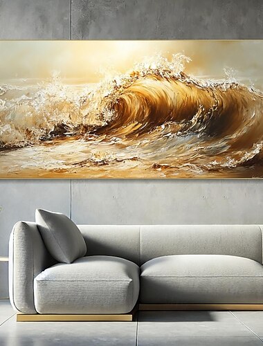 Peinture à l'huile faite à la main, décoration murale moderne abstraite, vague de mer pour salon, décoration d'intérieur, cadre tendu, peinture suspendue/toile roulée (sans cadre)