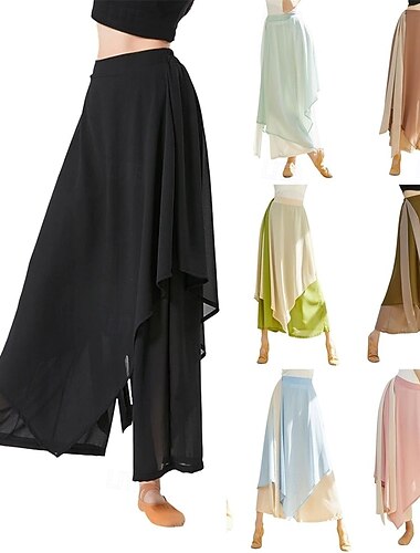  女性用スカート付きレギンス、ヨガパンツ、伸縮性のあるバレエダンスレギンス、バレエ、ラテン、サルサ、タンゴ用のシフォンスカート付きタイツ