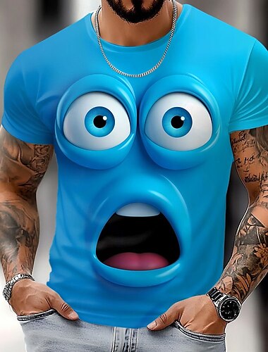  Per uomo 3D Volto umano Maglietta Manica Corta maglietta Stampa 3D Girocollo Camicia Moda Esagerato Quotidiano Feste Streetwear Casuale Giallo Verde chiaro Blu Estate Primavera Tutte le stagioni