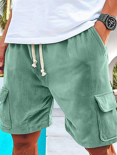  Pánské Šortky s kapsami Tepláky Kraťasy Bermudské kraťasy Plážové šortky Elastický pas Šňůrky Multi kapsa Bez vzoru Pohodlné Sportovní Délka kolen Venkovní Denní Běh prázdniny Etnický styl Čern