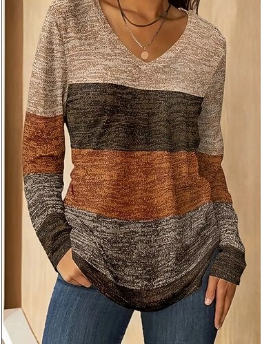  レディース Tシャツ 長袖 Vネック 長袖チュニック フローラル グラフィック プランツ ヴィンテージ スタイリッシュ クラシック レギュラー トップス デイリー 外出 ウィークエンド プリント ブラック ホワイト ブラック ブルー ブラウン 春 秋 プレフォール