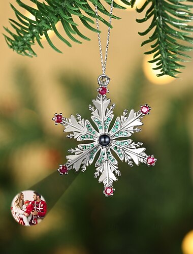  Adorno de proyección de copo de nieve con foto navideña personalizada, regalo conmemorativo con imagen personalizada, decoración colgante para árbol de Navidad, regalo de Navidad para ella/él/familia