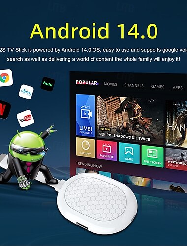  Fabbrica direttamente Android 14 Allwinner H313 TV Stick Mortal Q2S supporto YouTube Google Wi-Fi6 BT5.0 8K telecomando vocale TV Box