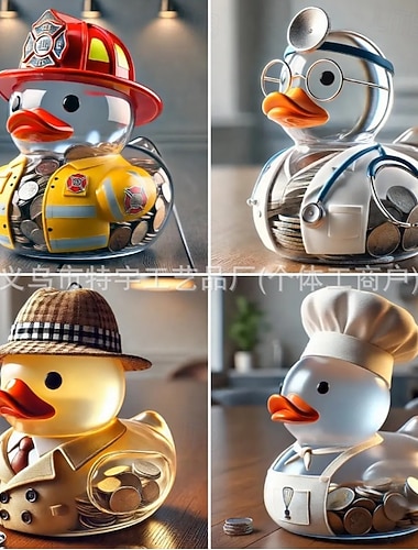  Arjen sankariankka-säästöpossu, läpinäkyvä hartsiankkahahmo kolikoille, luova ankkapatsas kodin sisustukseen, söpö pöytäkoriste lapsille tai aikuisille