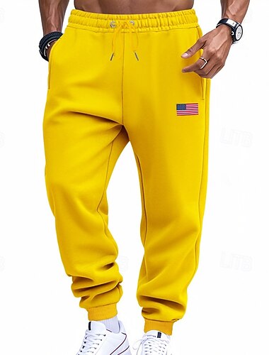  Per uomo Pantaloni da tuta Joggers Pantaloni sportivi Pantaloni Coulisse Tasca Elastico in vita Bandiera Americana Comodità Quotidiano Sport all'Aperto Moda Casual Nero Rosso Micro-elastico