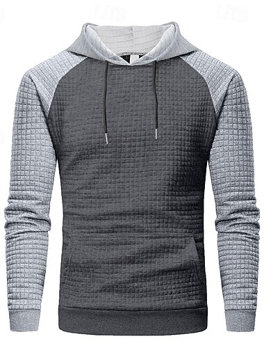  Hombre Sudadera Albaricoque Negro Gris Claro Gris Oscuro Gris Con Capucha Plano Retazos Casual Diario Deporte Ropa de calle Fresco Design Primavera & Otoño Ropa Sudaderas con capucha Sudaderas Manga