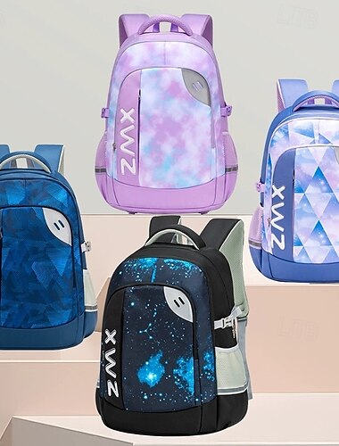  niños Chico Chica mochila Mochila Escolar Mochila funcional mochila escolar mochila Escuela Geométrico Paño Oxford Ajustable Gran Capacidad Impermeable Cremallera Impresión Negro Azul Real Azul