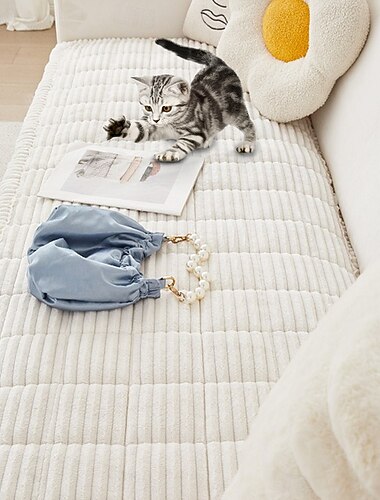  כיסוי ספה רך עצלן לכלבים כרית קופסה פלנל נושם מחצלת לחיות מחמד כיסוי ספה החלקה ידידותי לחיות מחמד