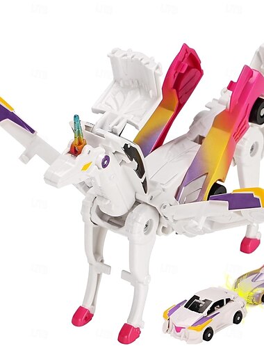  Giocattolo per auto trasformabile unicorno, auto magnetiche che si trasformano in unicorno, divertenti giocattoli per auto trasformabili in collisione per bambini e bambine, bomboniere regalo per