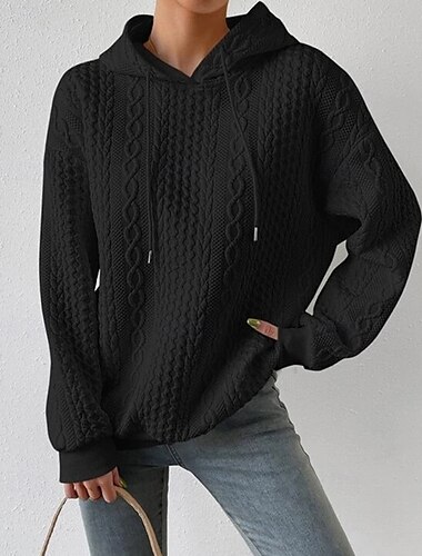  Femmes Sweat à capuche Uni Streetwear Occasionnel Confortable manche longue À capuche Hauts Réguliers Rue Fête Sortir Noir Blanche Rose Claire Automne