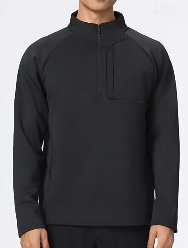  Herre Sportsweatshirt Langærmet Høj krave Toppe Udendørs Hurtigtørrende Åndbart Polyester Sort Blå Mørkeblå Fiskeri Tennis Løb