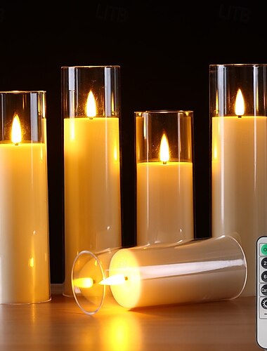  5 db halloweeni és karácsonyi szimulált elektronikus gyertya időzítős távirányítóval, beltéri és kültéri használatra, teraszra, étkezőasztalra, összejövetelekre, partikra, esküvői dekorációra, AA