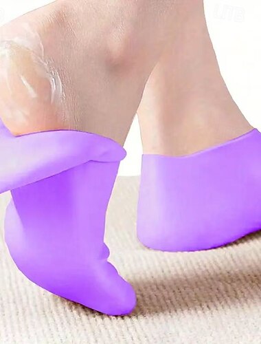  2 pares de meias de gel hidratantes para calcanhares rachados, meias de silicone para cuidados com os pés secos, meias de spa calmantes para reparo de calcanhares, ferramentas de massagem e pedicure,