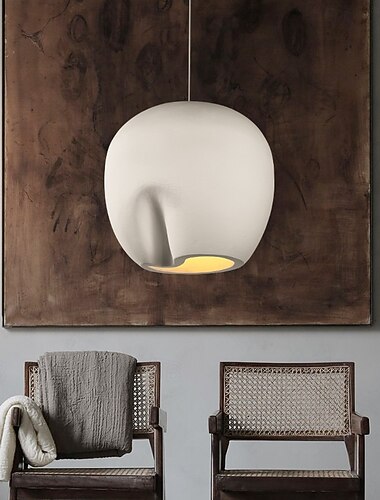  minimalistische witte art deco hanglamp, polystyreen materiaal, warm wit licht, e26 e27, verstelbare ketting