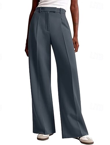  Mujer Perneras anchas pantalones Ropa de calle Casual Longitud total Cintura Media Plano Cintura elástica Confortable Calle Festivos Ropa Cotidiana Ceniza Gris oscuro Rojo oscuro Albaricoque Otoño