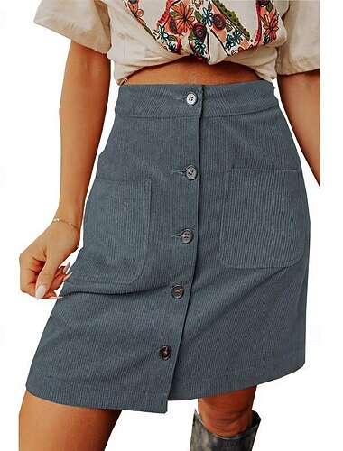  Mujer Falda Casual Sobre la rodilla Tiro Medio Faldas Plano Bolsillo Microelástico Vacaciones Calle Albaricoque Negro Verde Ejército Azul Piscina Otoño Poliéster