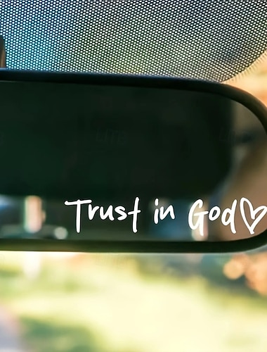  Lot de 4 autocollants pour rétroviseur de voiture avec inscription « Confiance en Dieu », en vinyle inspirant, idéal comme cadeau chrétien, pour l'intérieur de la voiture