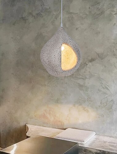  Polystyren pendellampe, vintage landlig 1 lys LED, 48 cm højde, varmt hvidt lys, e26 e27, justerbar kæde