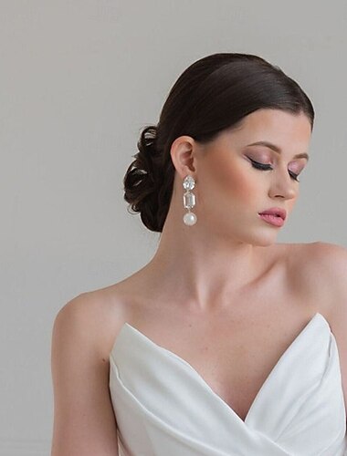  Per donna Orecchini a perno Geometrico Goccia Prezioso Elegante Moda Semplice Perle finte Diamanti d'imitazione Orecchini Gioielli Argento / Oro Per Matrimonio Feste Lavoro Quotidiano 1 Paio