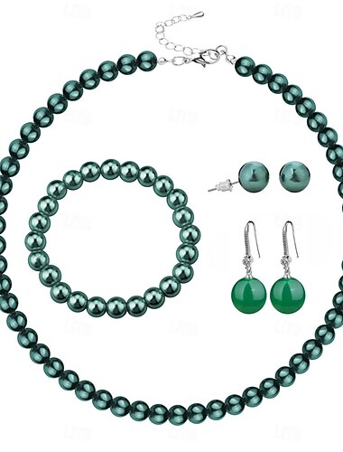  Bridal Jewelry Sets One-piece Suit Imitation Pearl 1 Bracelet Earrings Necklace Women's Stylish Luxury Cute Joy Jewelry Set For Party Evening Wear