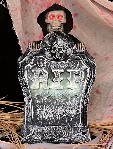  läskig halloween-kyrkogårdsdekoration - elektrisk gravsten med glödande röda ögon &"rip"-design, batteridriven utomhus-/inomhusdekoration för spökhus, bar &trädgård, kyrkogårdsdekorationer, bar